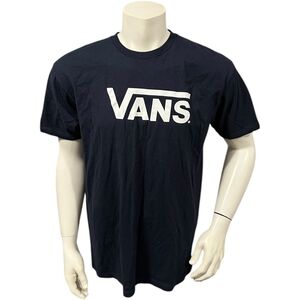 Vans Men’s T-Shirt Blue White Logo Short Sleeve L